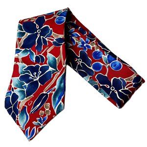 FN Fashion Neckwear Necktie Red Blue Floral All Silk Men Accessories Neck Tie